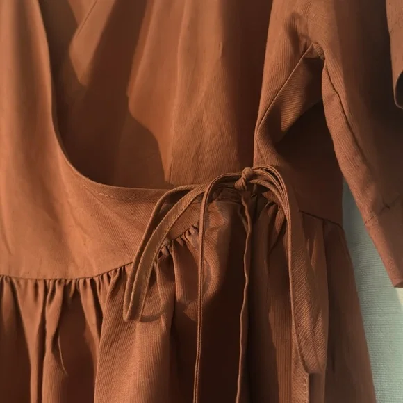 SOLD :: ASOS Terracotta Linen Wrap Dress - Picture 6 of 11